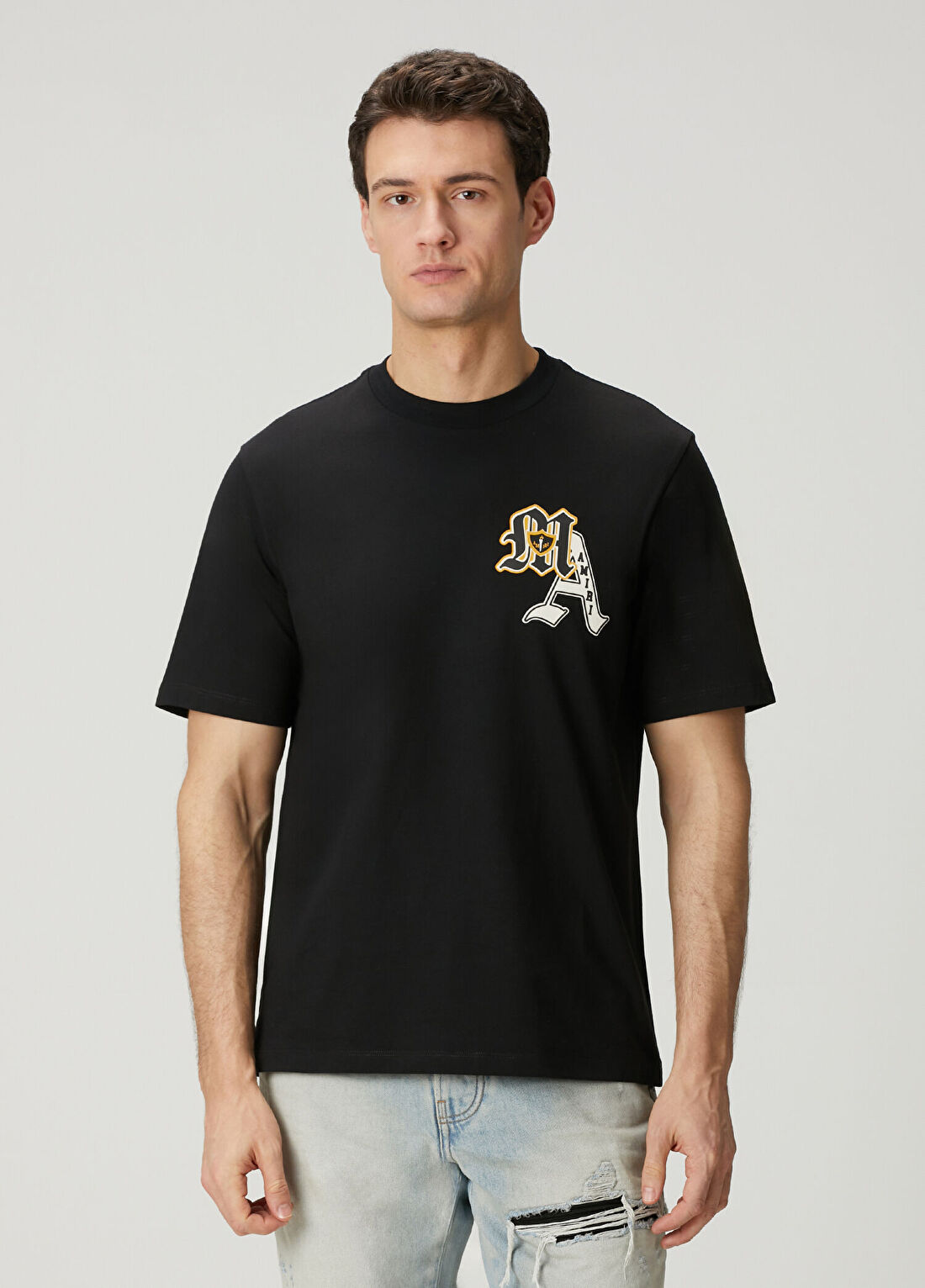 Amiri Siyah Logo Patchli Varsity T-shirt
