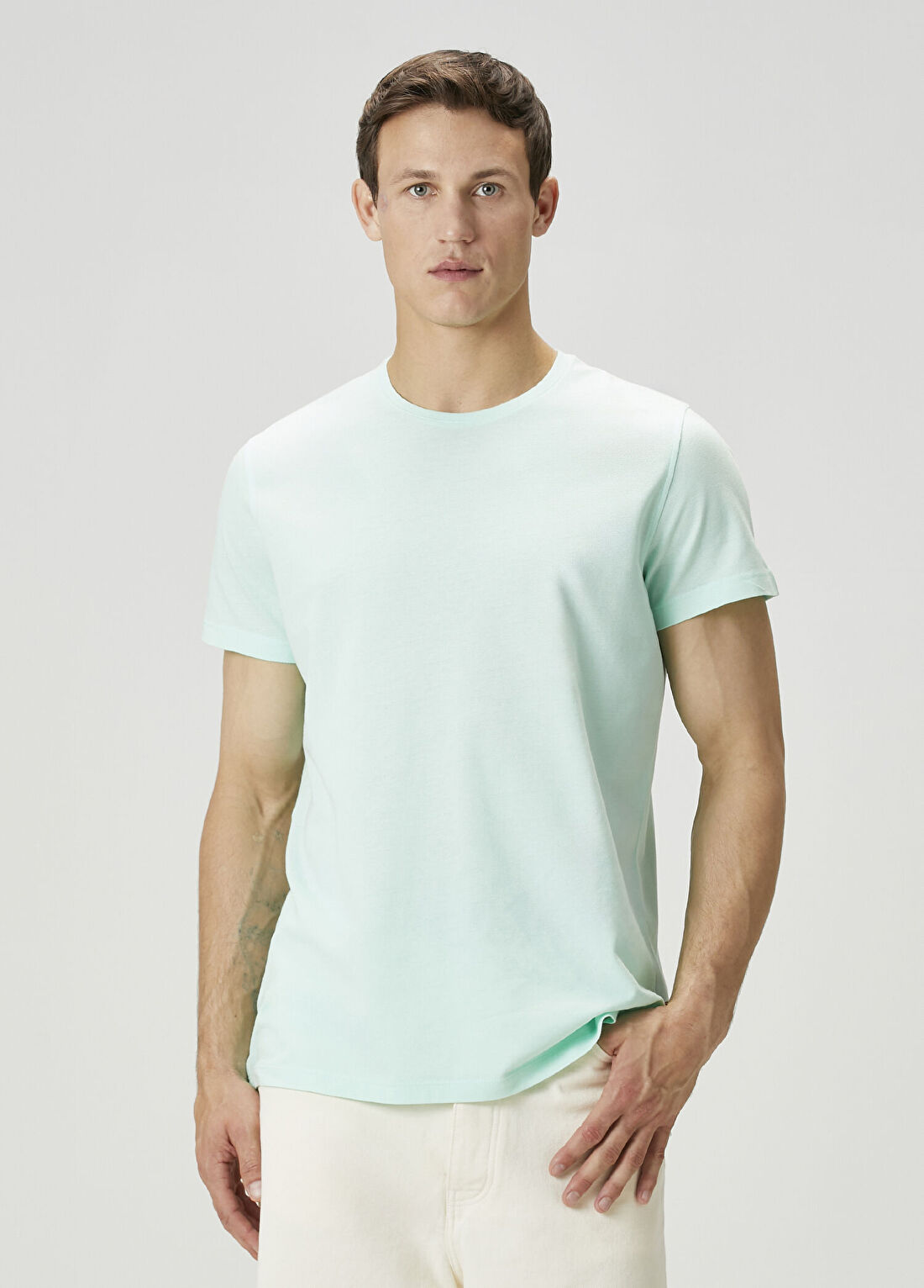 John Frank Açık Yeşil Basic T-shirt