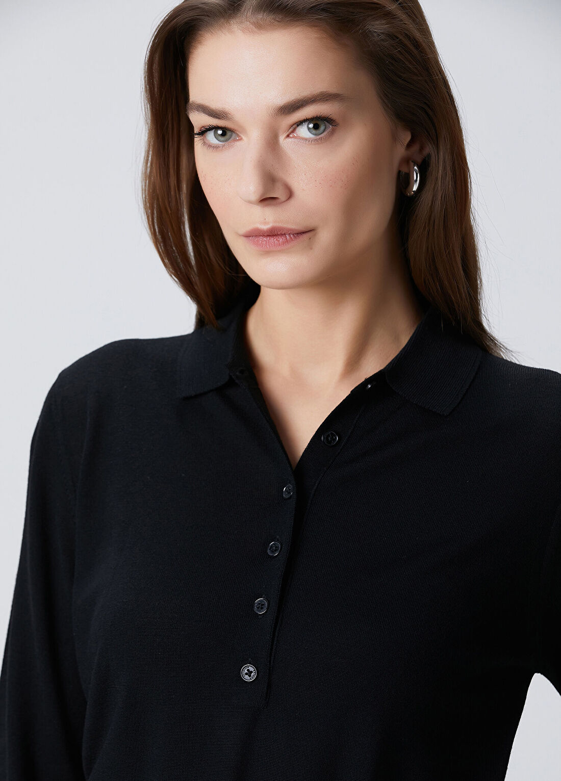 Beymen Collection Siyah Yün Polo Triko görsel 3
