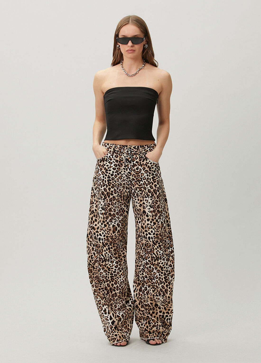 Dsquared2 Wild2 Loose Twst Leopar Desenli Jean Pantolon