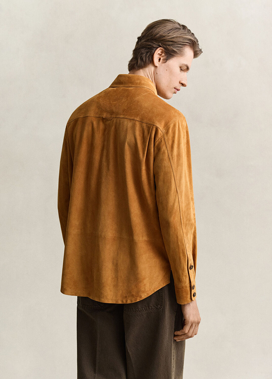 Gant Kahverengi Relaxed Fit Süet Uzun Kollu Erkek Gömlek görsel 3