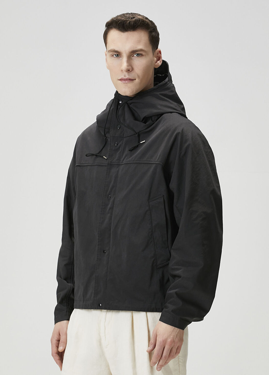 Ten-C Shannon Siyah Kapüşonlu Anorak Mont görsel 4