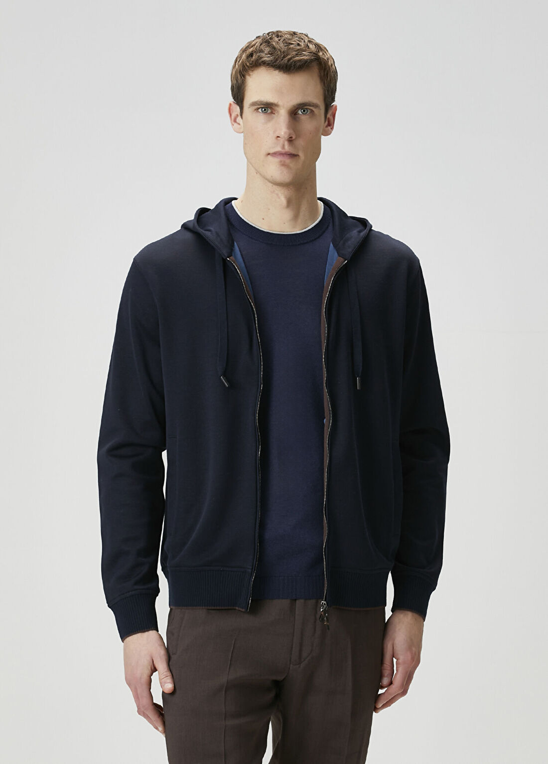 Maurizio Baldassari Koyu Mavi Kapüşonlu Sweatshirt