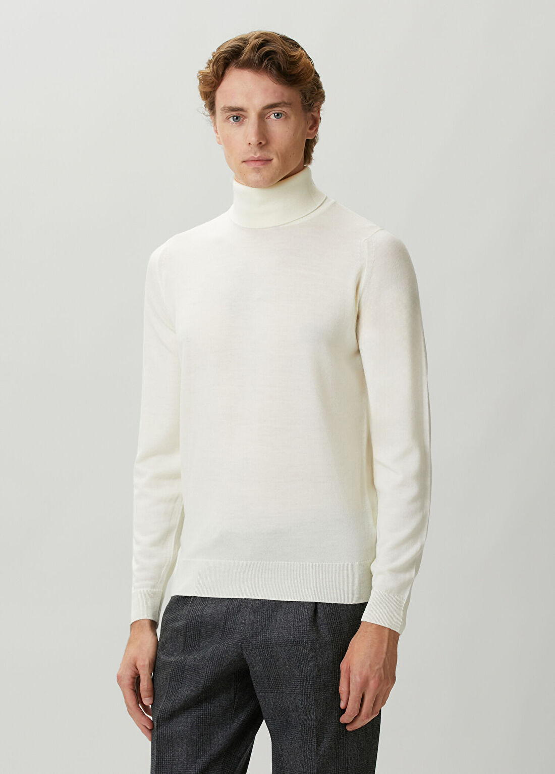 John Smedley Conne Beyaz Balıkçı Yaka Yün Kazak görsel 3