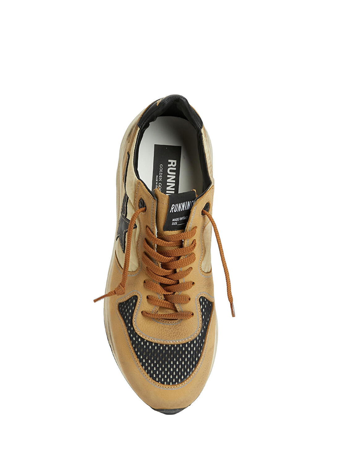 Golden Goose Running Sole Bej Erkek Deri Sneaker görsel 4