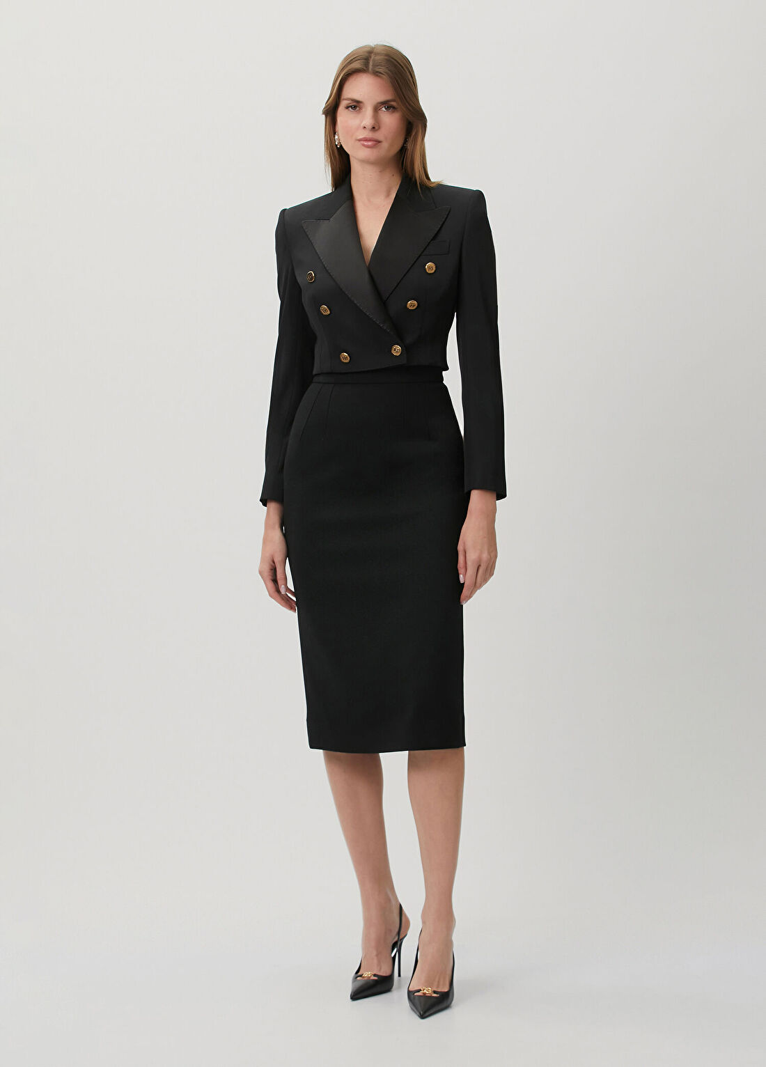 Dolce&Gabbana Siyah Midi Yün Kalem Etek