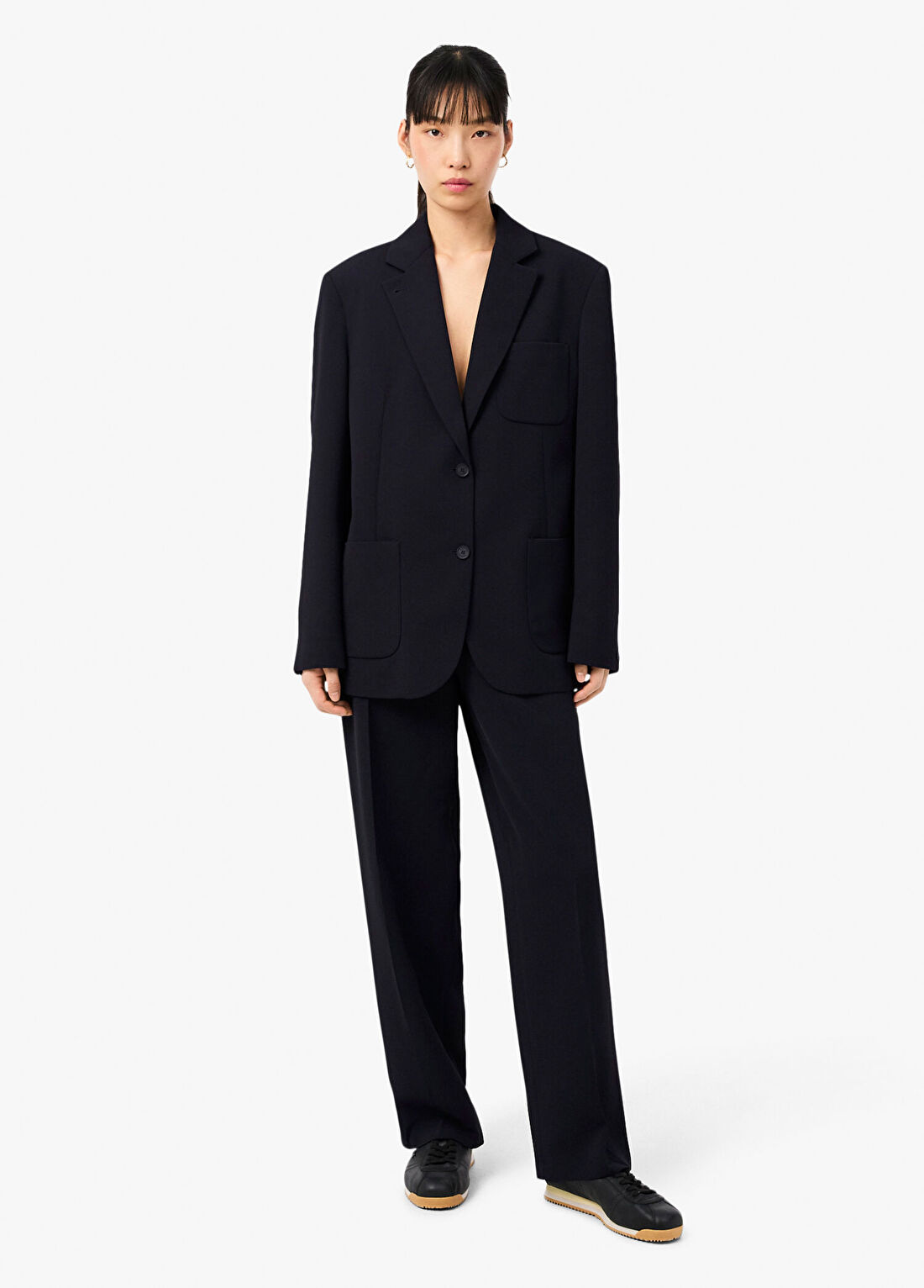Lacoste Lacivert Oversize Fit Geniş Paça Kadın Pantolon görsel 2