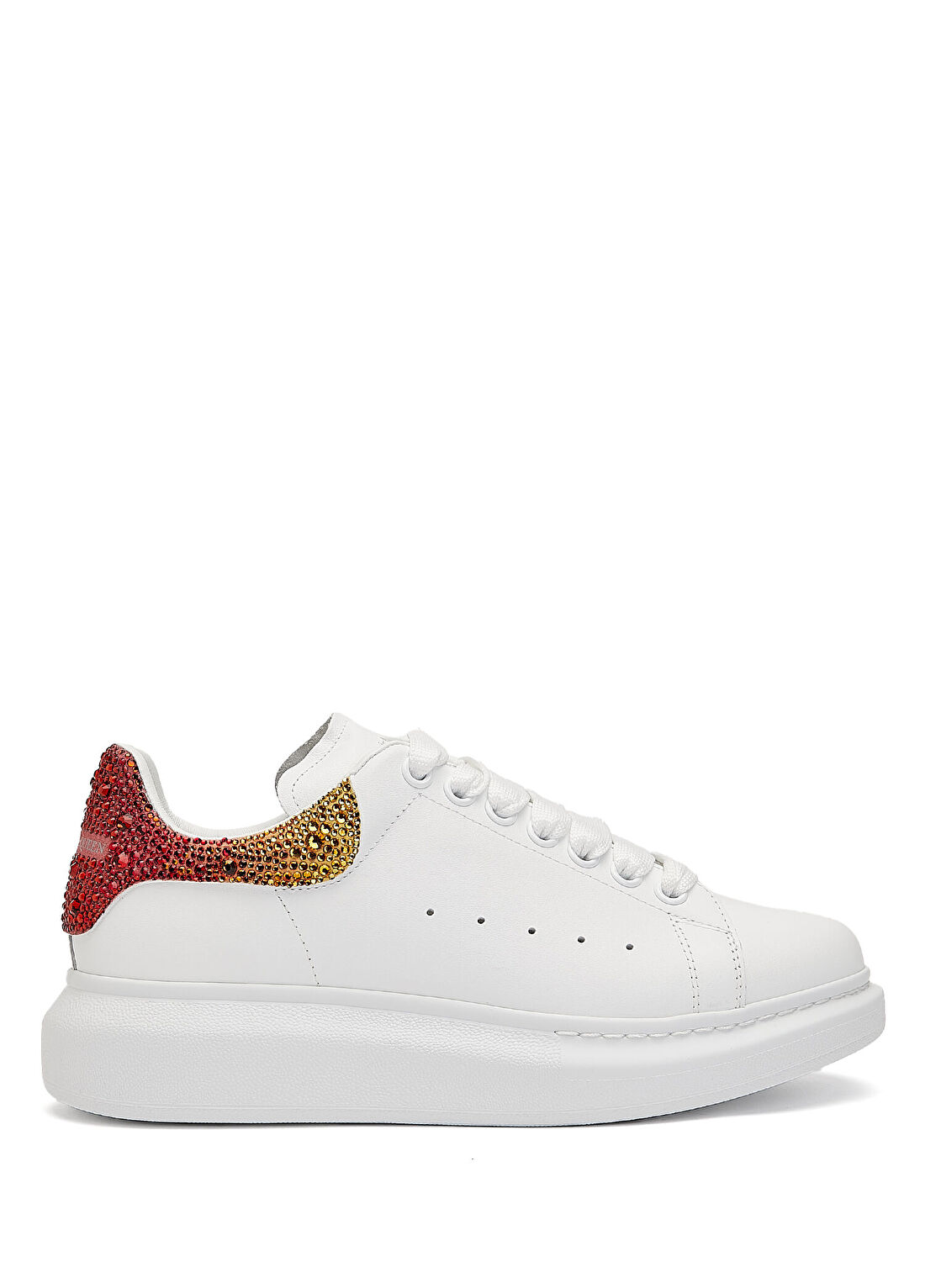 McQueen Oversized Turuncu Beyaz Kadın Deri Sandalet