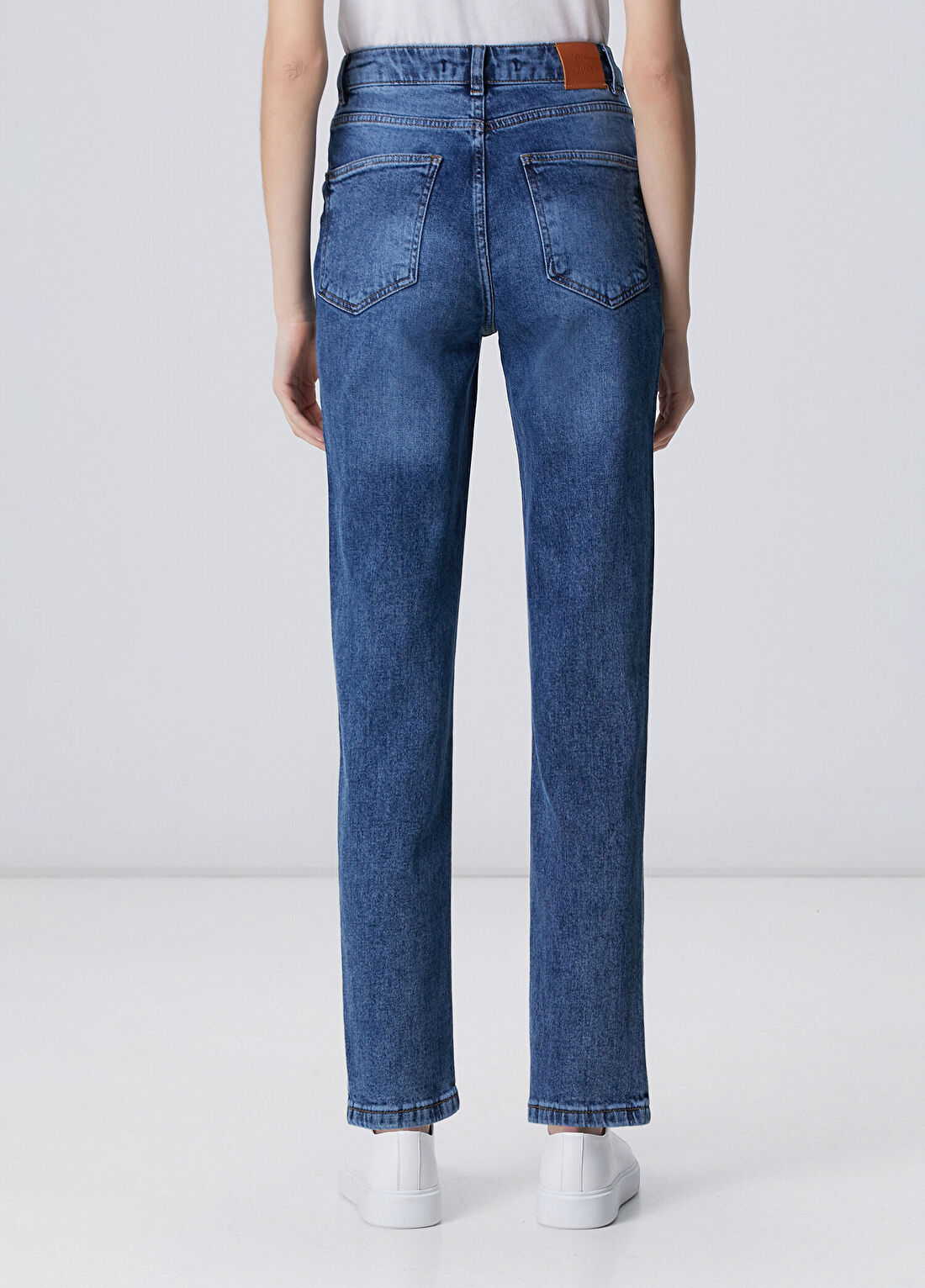 Network Mom Fit Mavi Denim Pantolon görsel 4