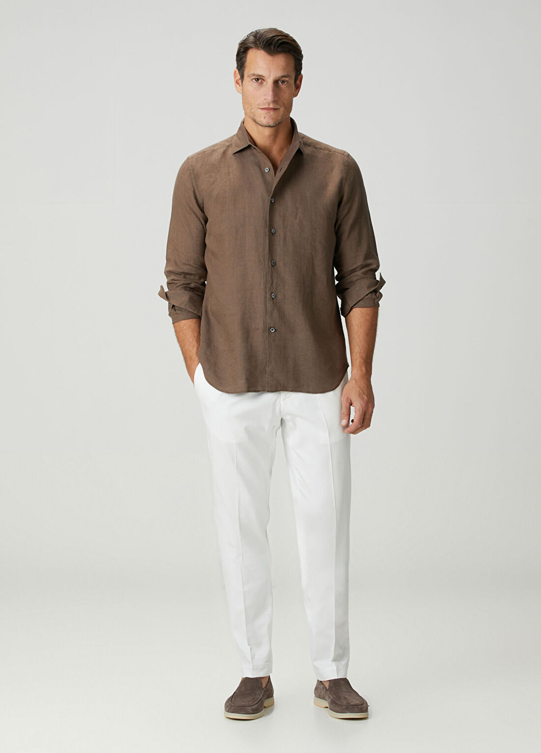 Corneliani Beyaz Pilili Pantolon