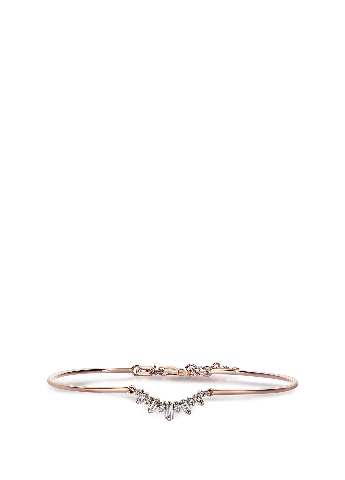 Reis Kuyumculuk Havva 3 Pırlanta Taşlı 14 Ayar Rose Gold Kadın Bilezik