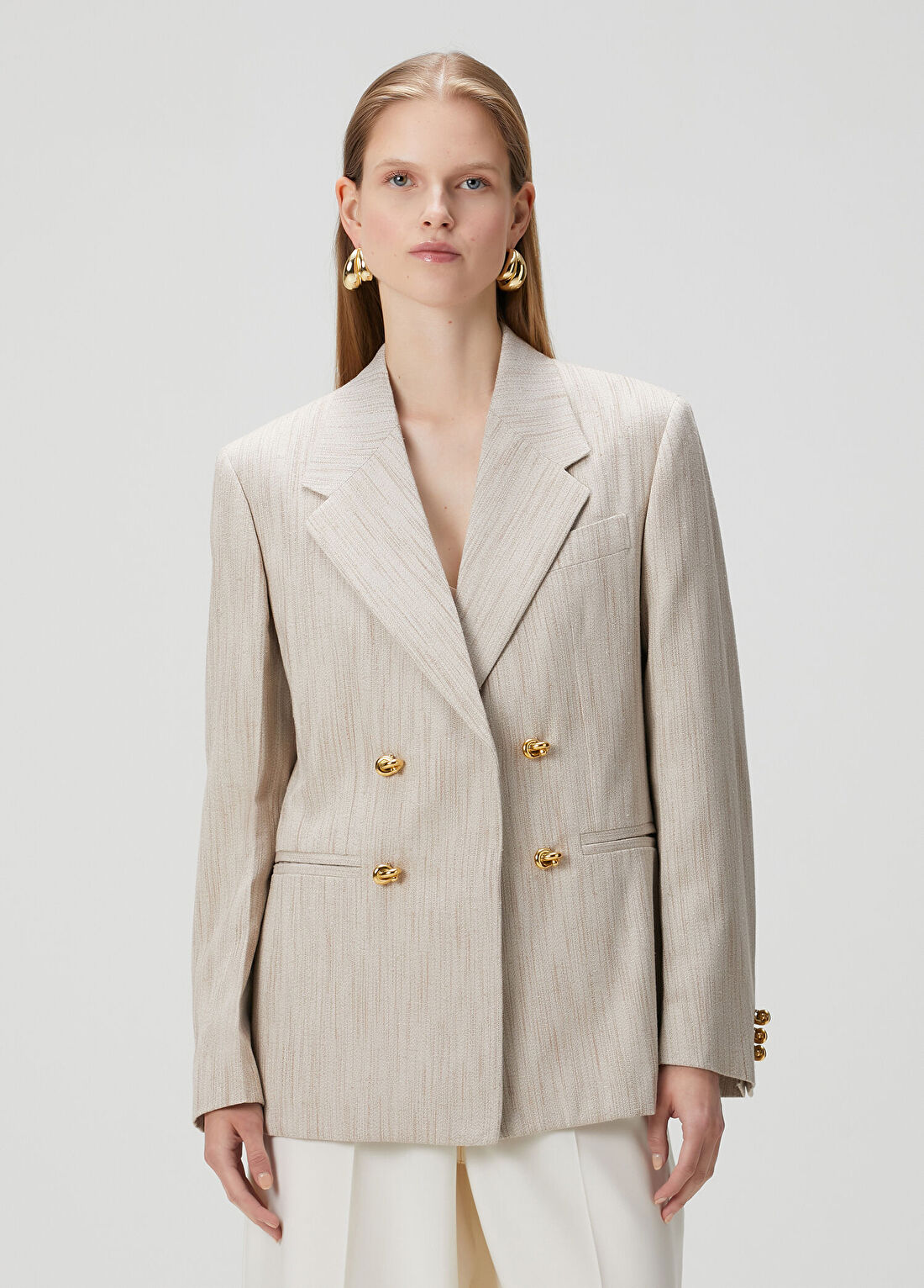 Bottega Veneta Bej Kruvaze Ceket