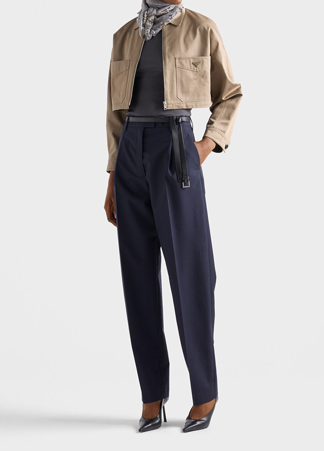 Prada Mavi Hafif Tiftik Kadın Pantolon görsel 2