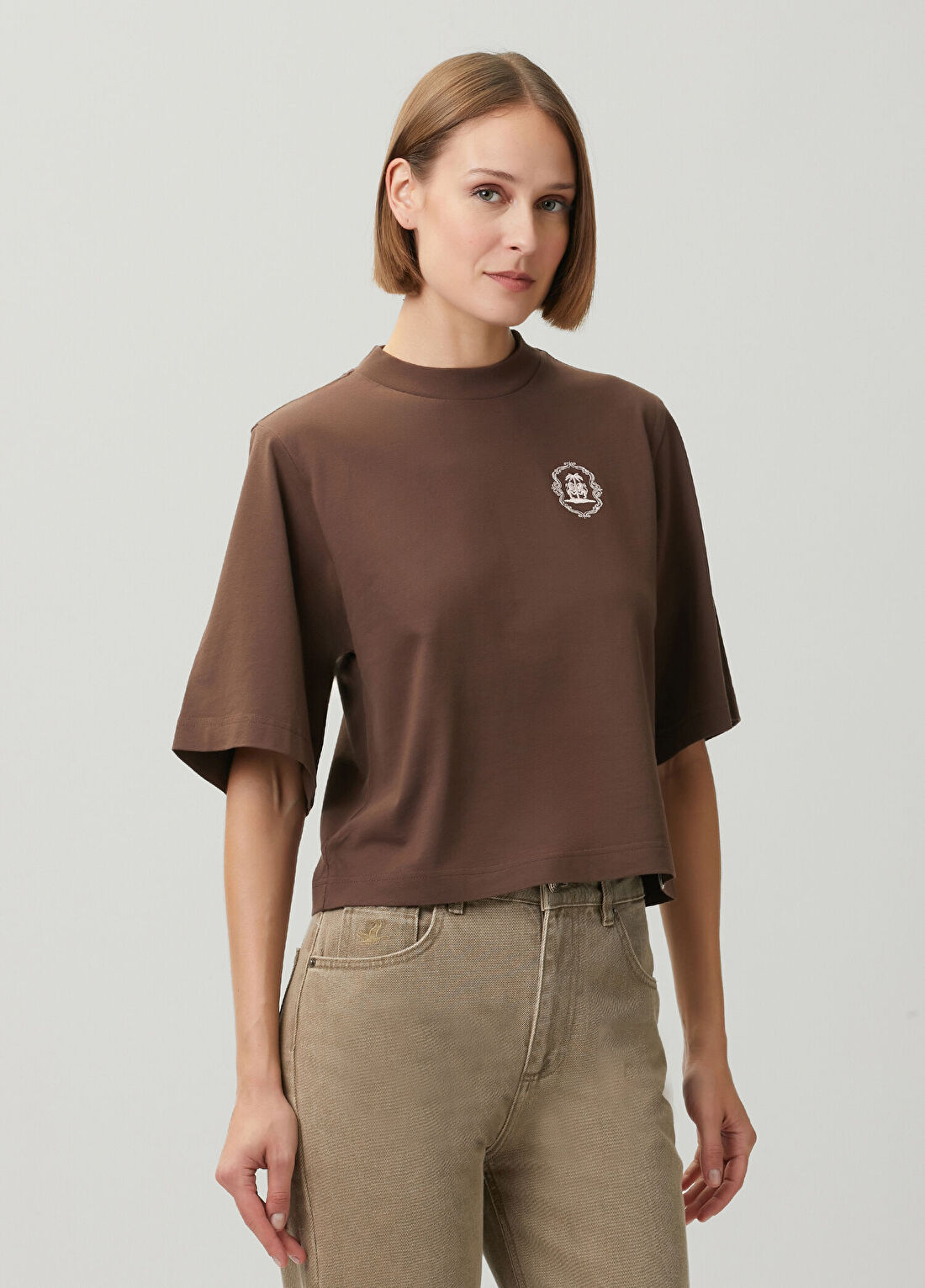Palm Angels Kahverengi Logolu T-shirt