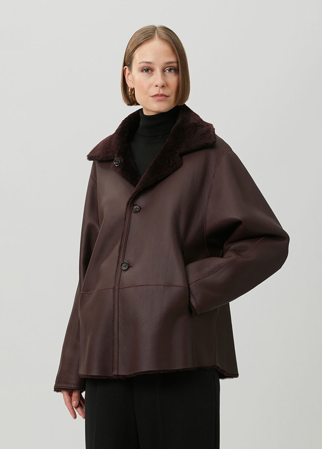 Kiton Bordo Çift Taraflı Kaban görsel 3
