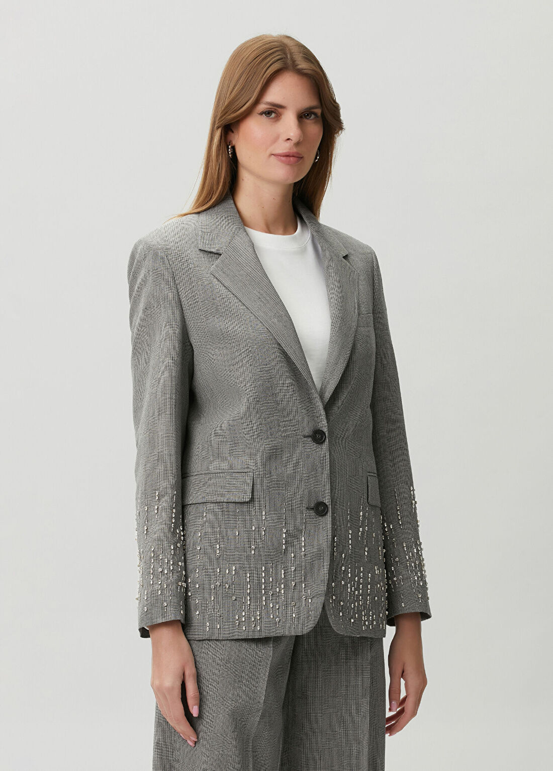 Golden Goose Gri Taş İşlemeli Yün Blazer görsel 3