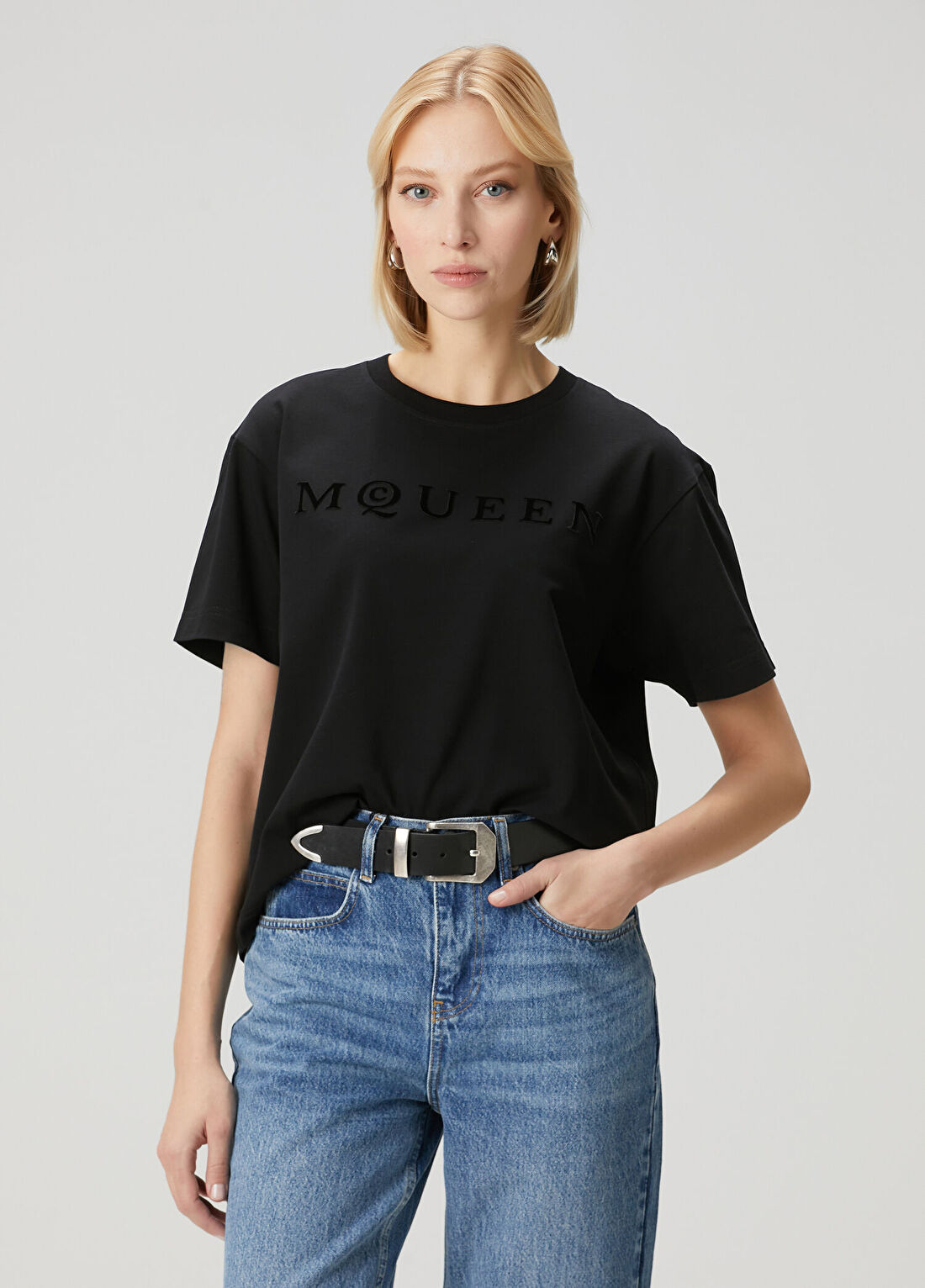 McQueen Siyah Logolu T-shirt
