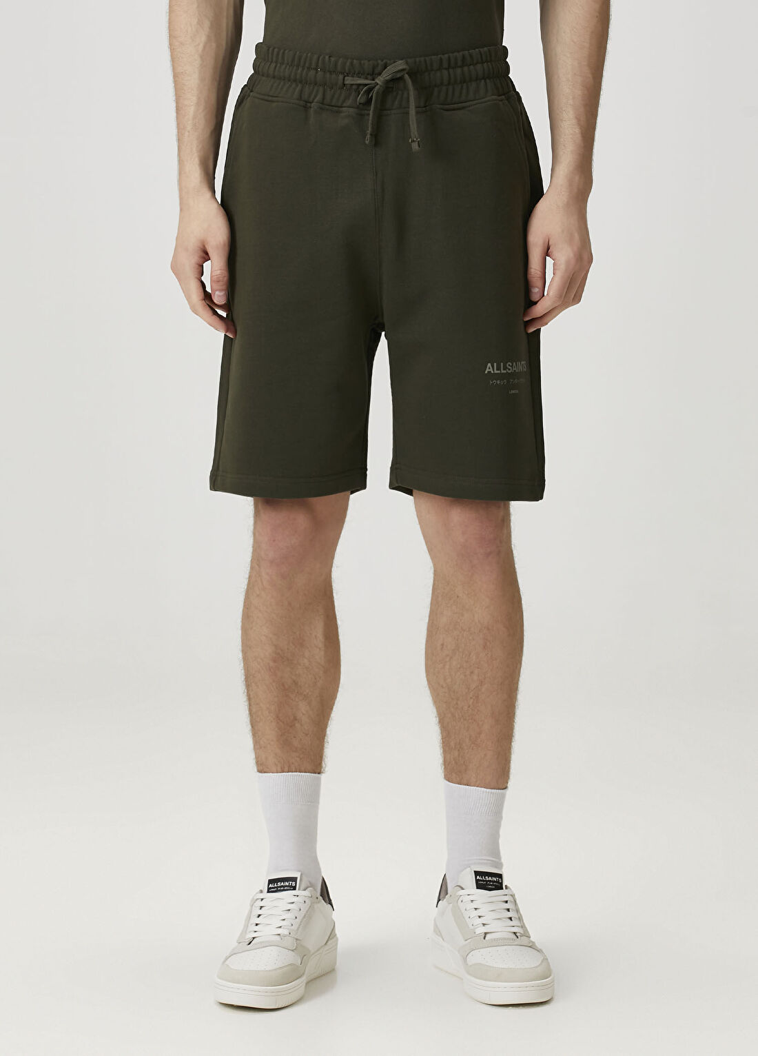 AllSaints Undrgrnd Haki Logo Baskılı Şort görsel 2