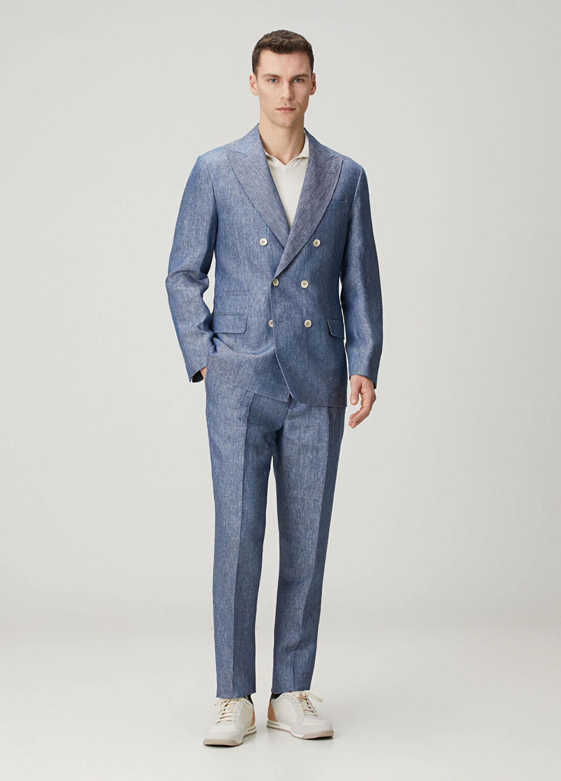 Brunello Cucinelli Mavi Keten Pantolon