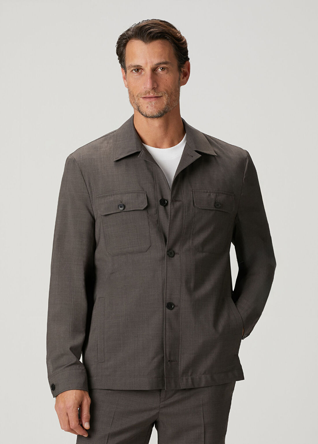Beymen Collection Vizon Yün Dış Gömlek görsel 3