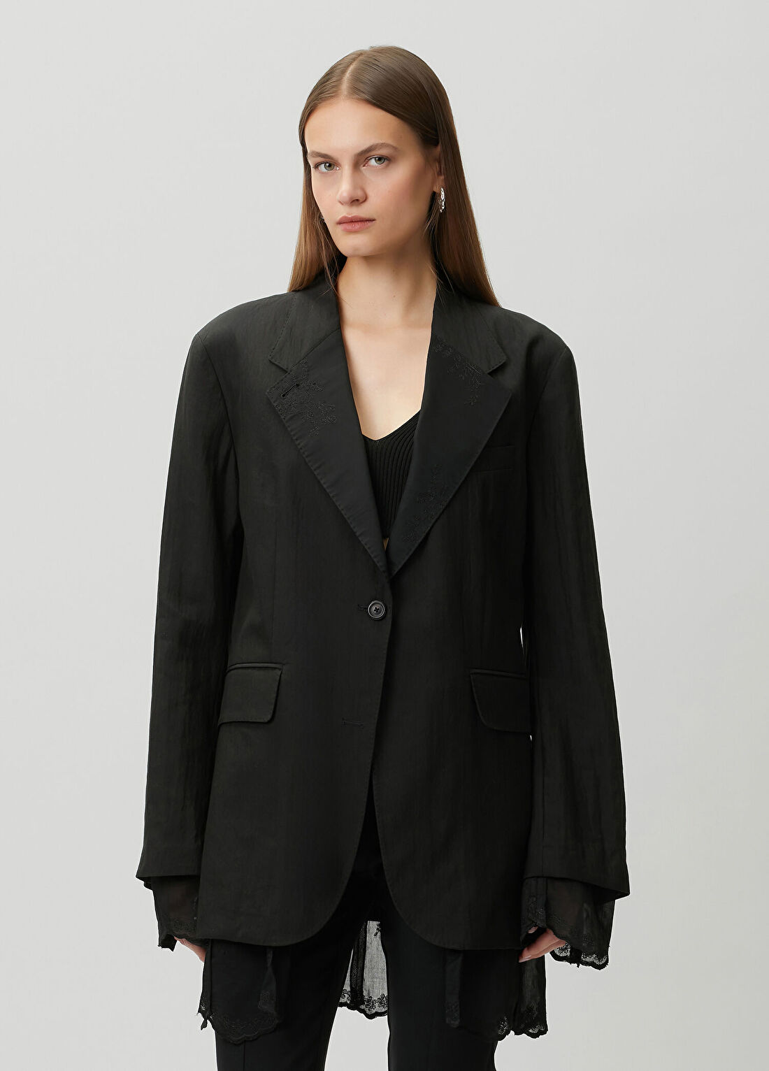 Our Legacy Siyah Nakışlı Keten Blazer