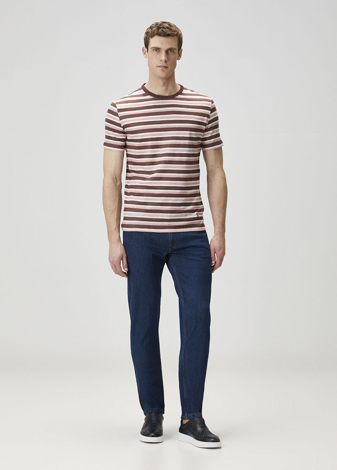 Isaia Slim Fit Chiaja Lacivert Jean Pantolon