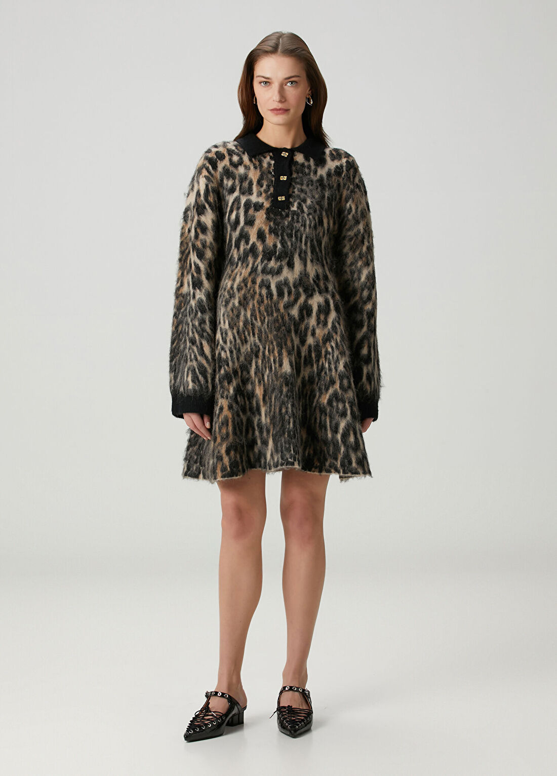 Ganni Leopar Desenli Mini Elbise