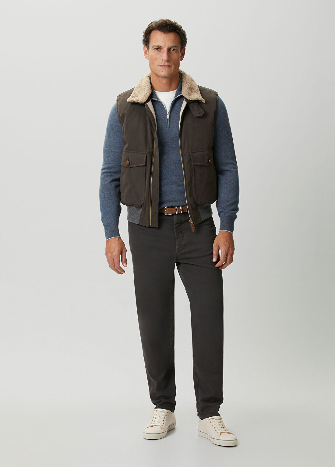 Brunello Cucinelli Indigo Kaşmir Kazak görsel 2