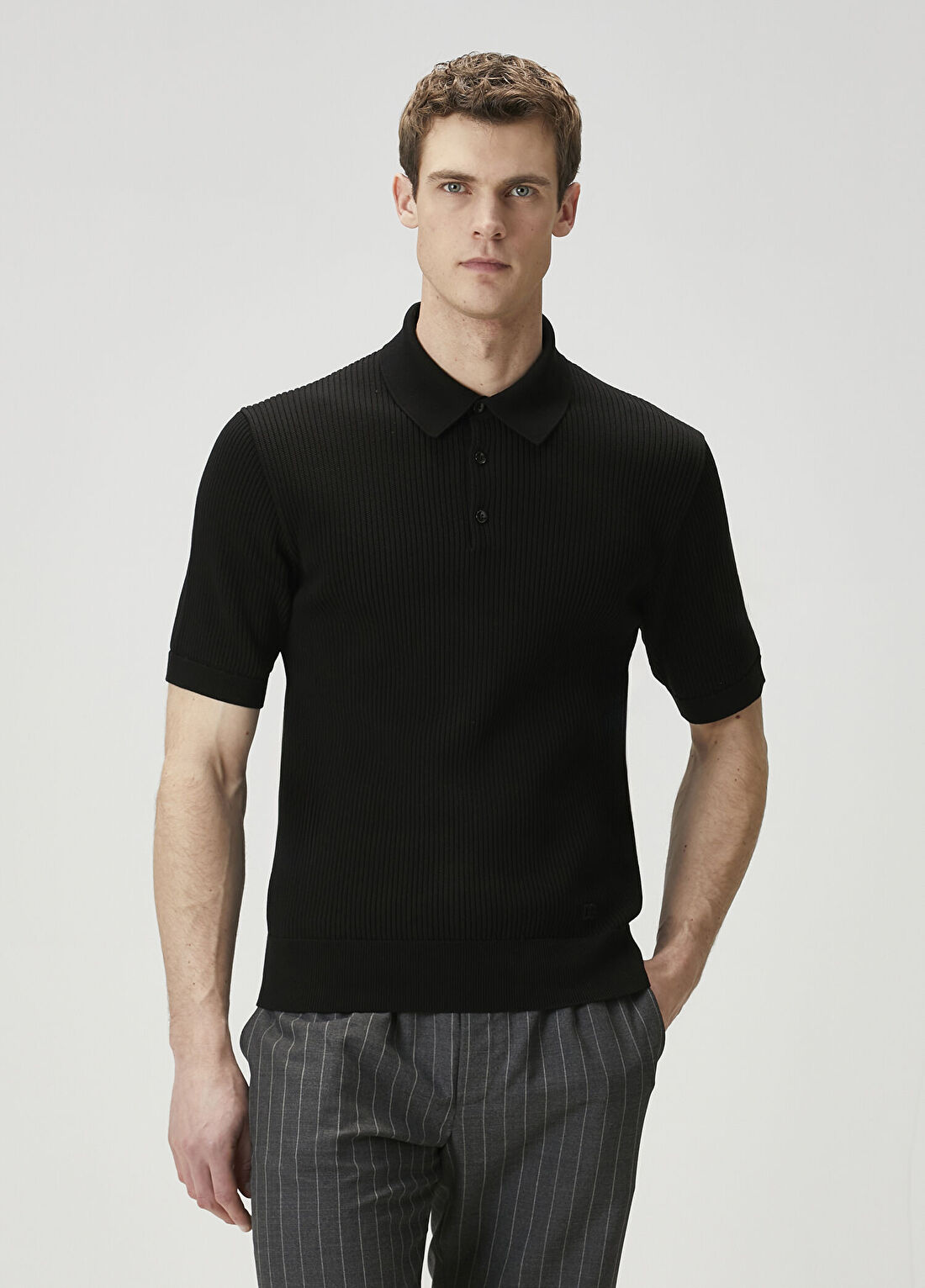 Dolce&Gabbana Siyah Polo Yaka Kısa Kollu Triko