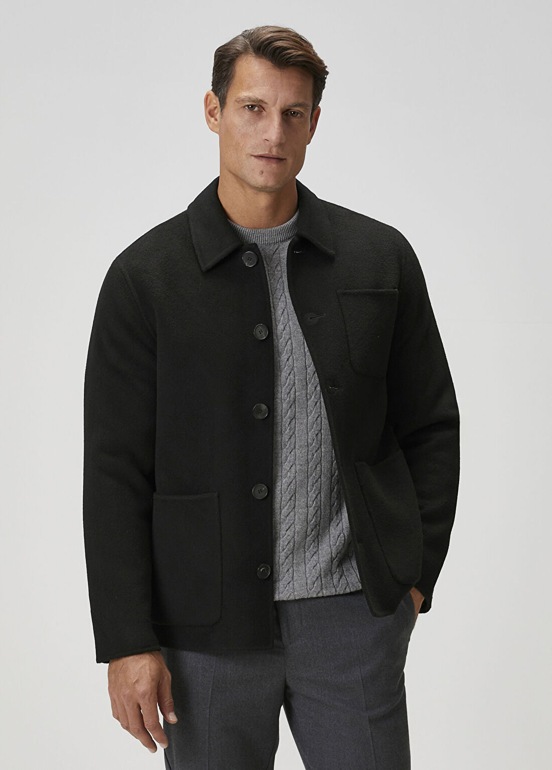 Beymen Collection Siyah Yün Dış Gömlek
