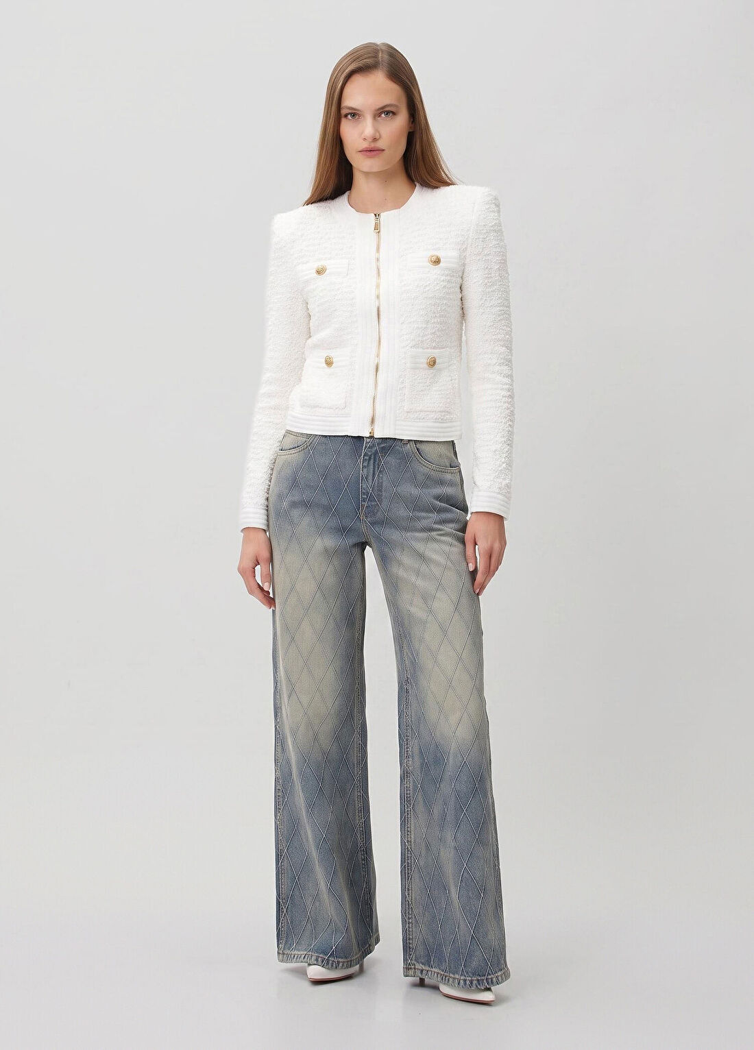 Balmain Mavi Kapitoneli Jean Pantolon