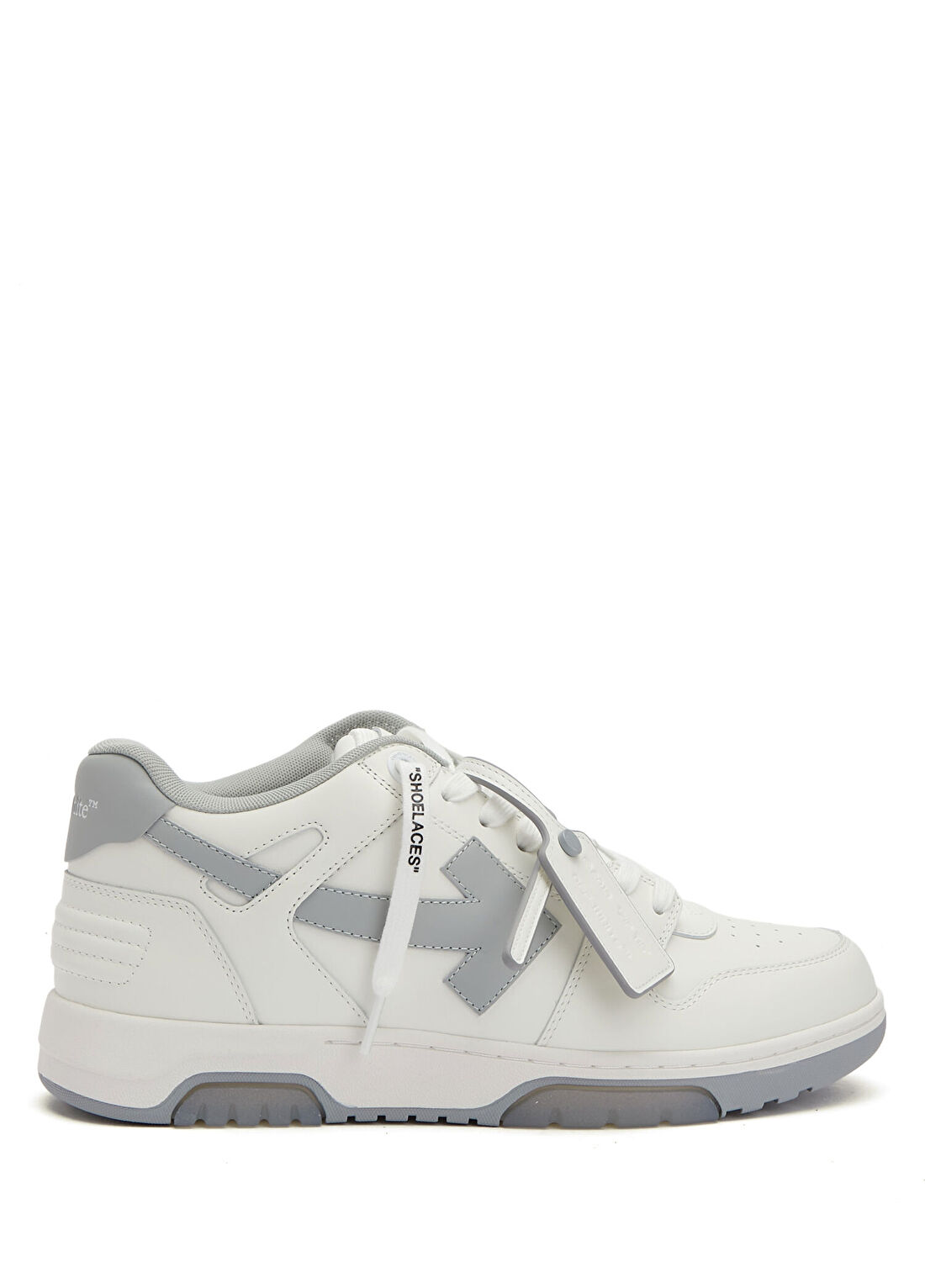 Off-White Gri Erkek Deri Sneaker