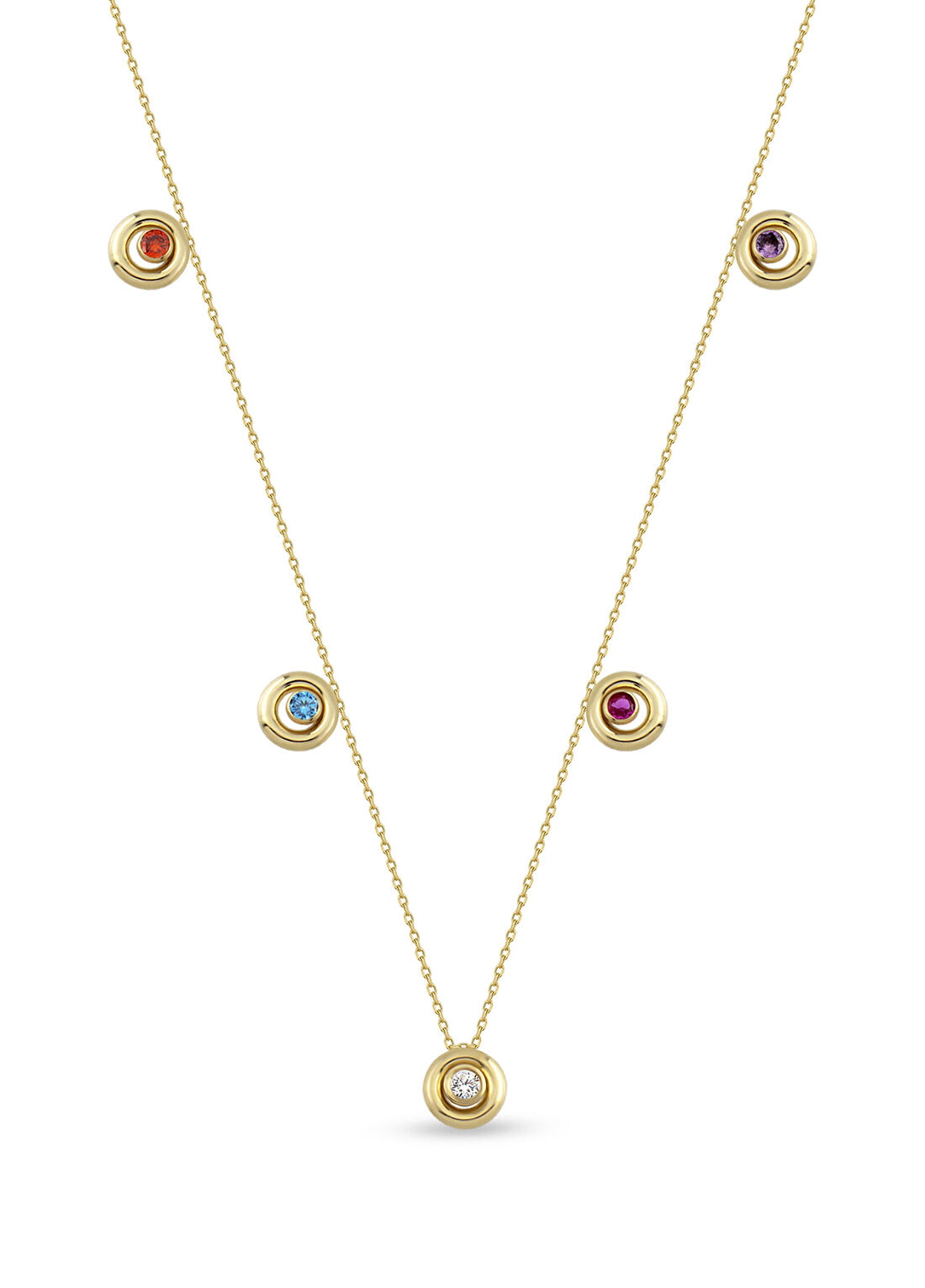 Orena Jewelry Arc Pırlanta Taşlı 14 Ayar Altın Kadın Kolye