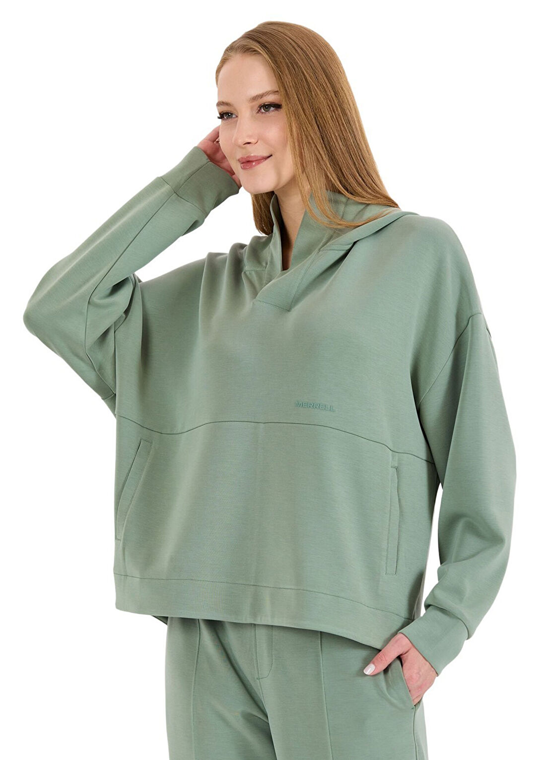 Merrell Stone Yeşil Kapüşonlu Kadın Sweatshirt görsel 2