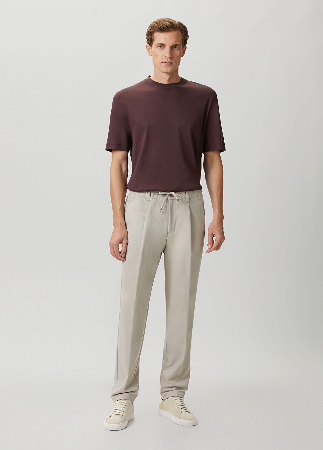 Herno Bej Beli Kordonlu Pantolon