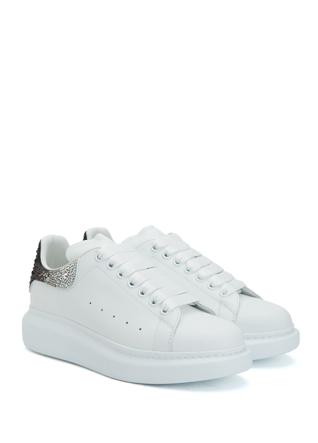 McQueen Oversized Siyah Beyaz Kadın Deri Sneaker görsel 2
