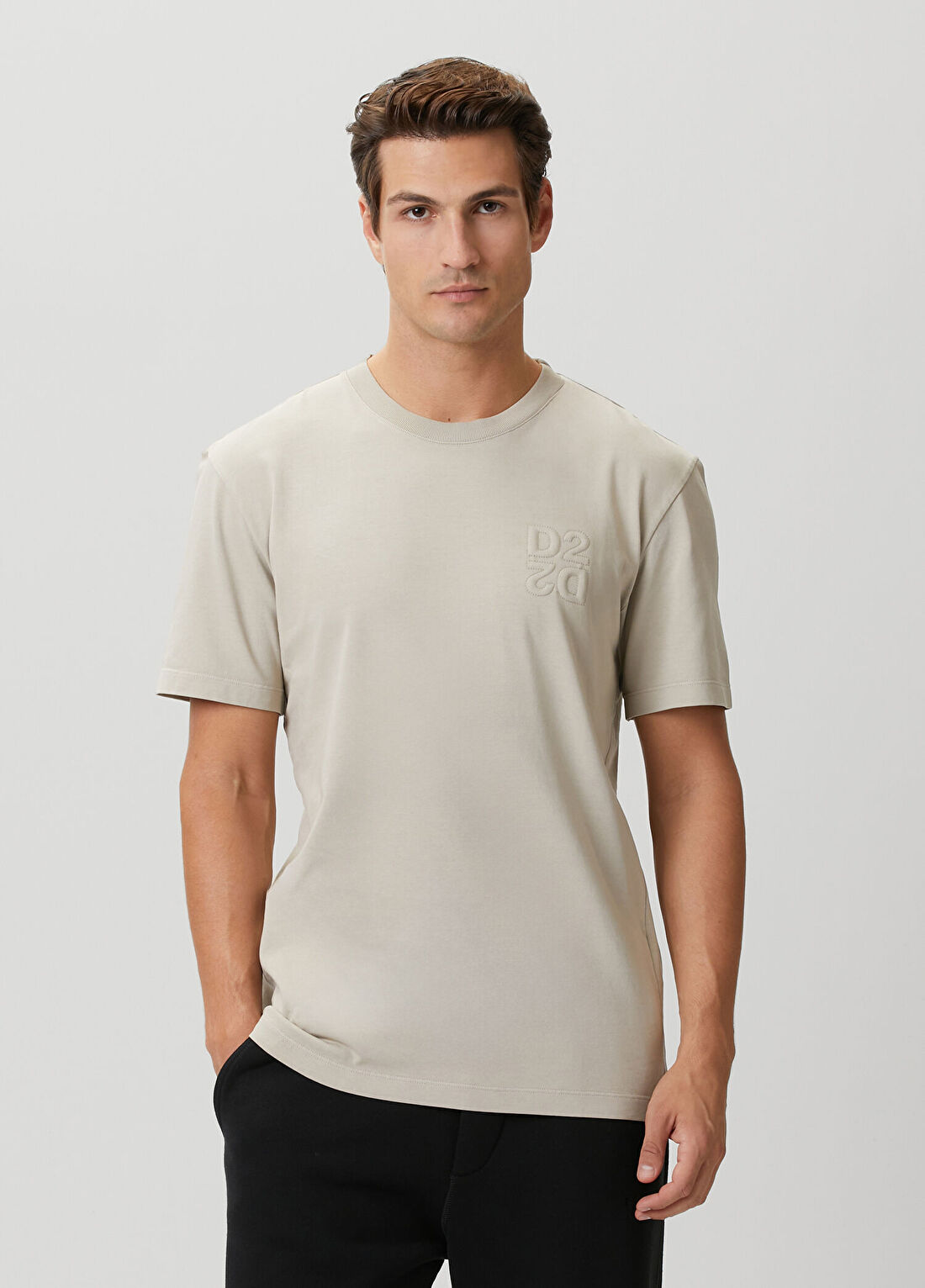 Dsquared2 Regular Fit Gri Logo Detaylı T-shirt