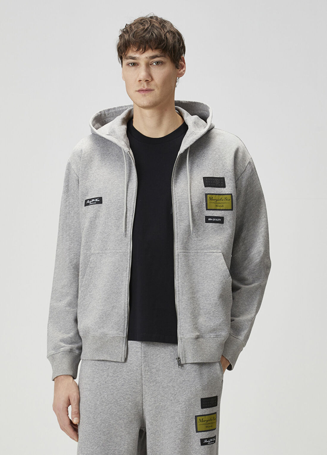 MM6 Maison Margiela Açık Gri Kapüşonlu Sweatshirt