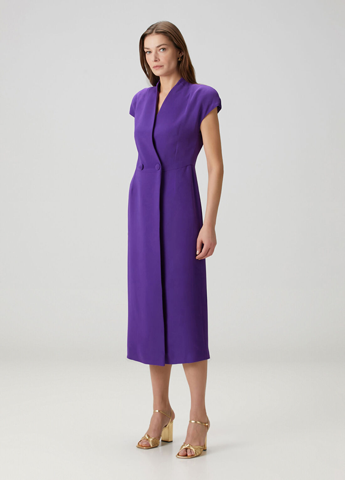 Valentino Mor Midi İpek Elbise