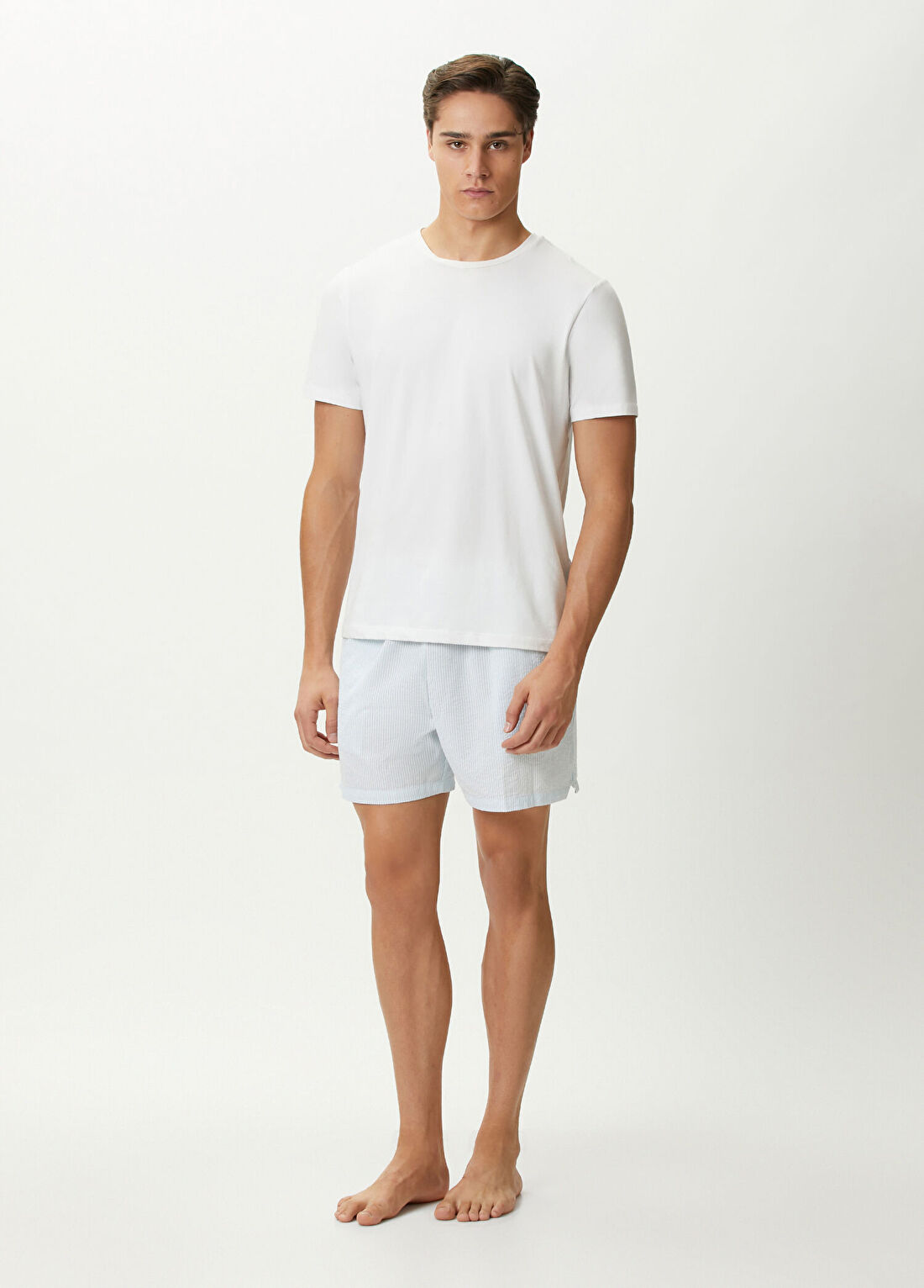 Calvin Klein Mavi Çizgi Desenli Gofreli Pijama Altı