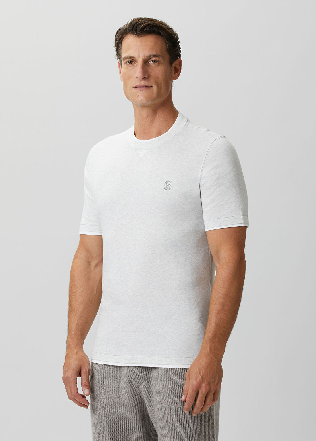 Brunello Cucinelli Açık Gri T-shirt görsel 3