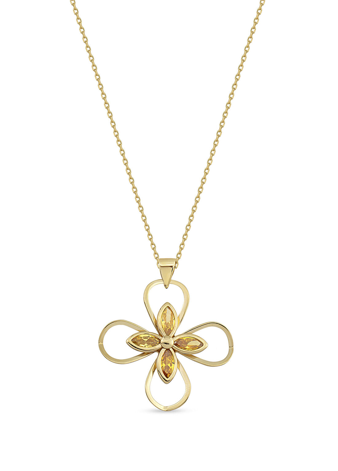Orena Jewelry Yellow Flower 14 Ayar Altın Kadın Kolye