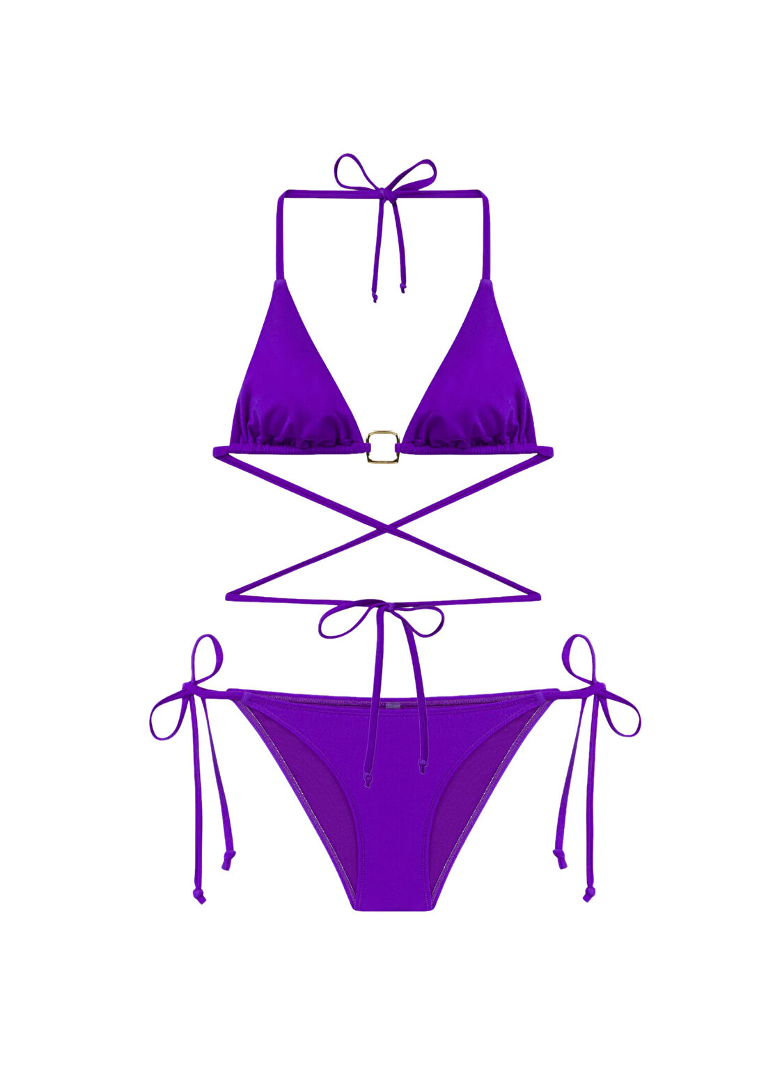 Fifth Sense Wild Berry Mor Üçgen Boyundan Bağlamalı Kadın Bikini Takımı