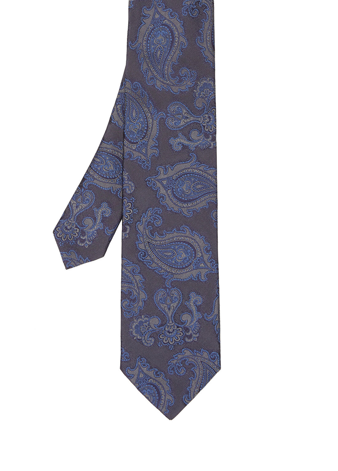 Beymen Collection Lacivert Şal Desenli İpek Kravat