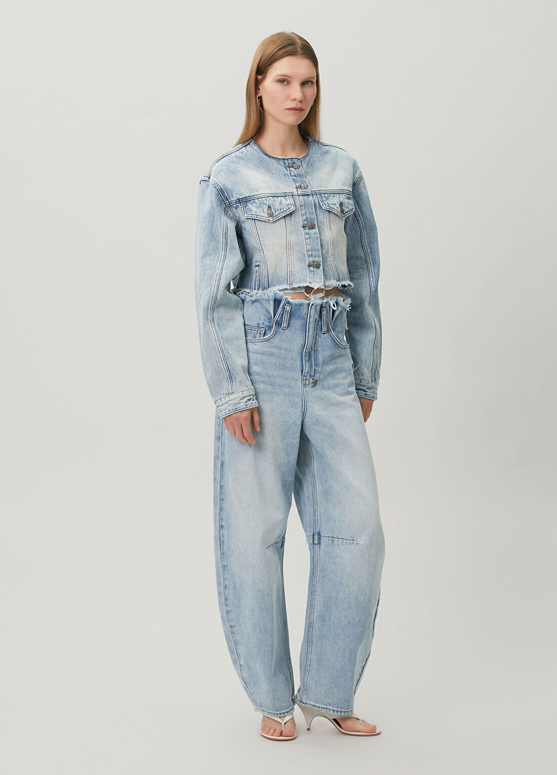 KSUBI Torn Off Mavi Crop Denim Ceket görsel 2