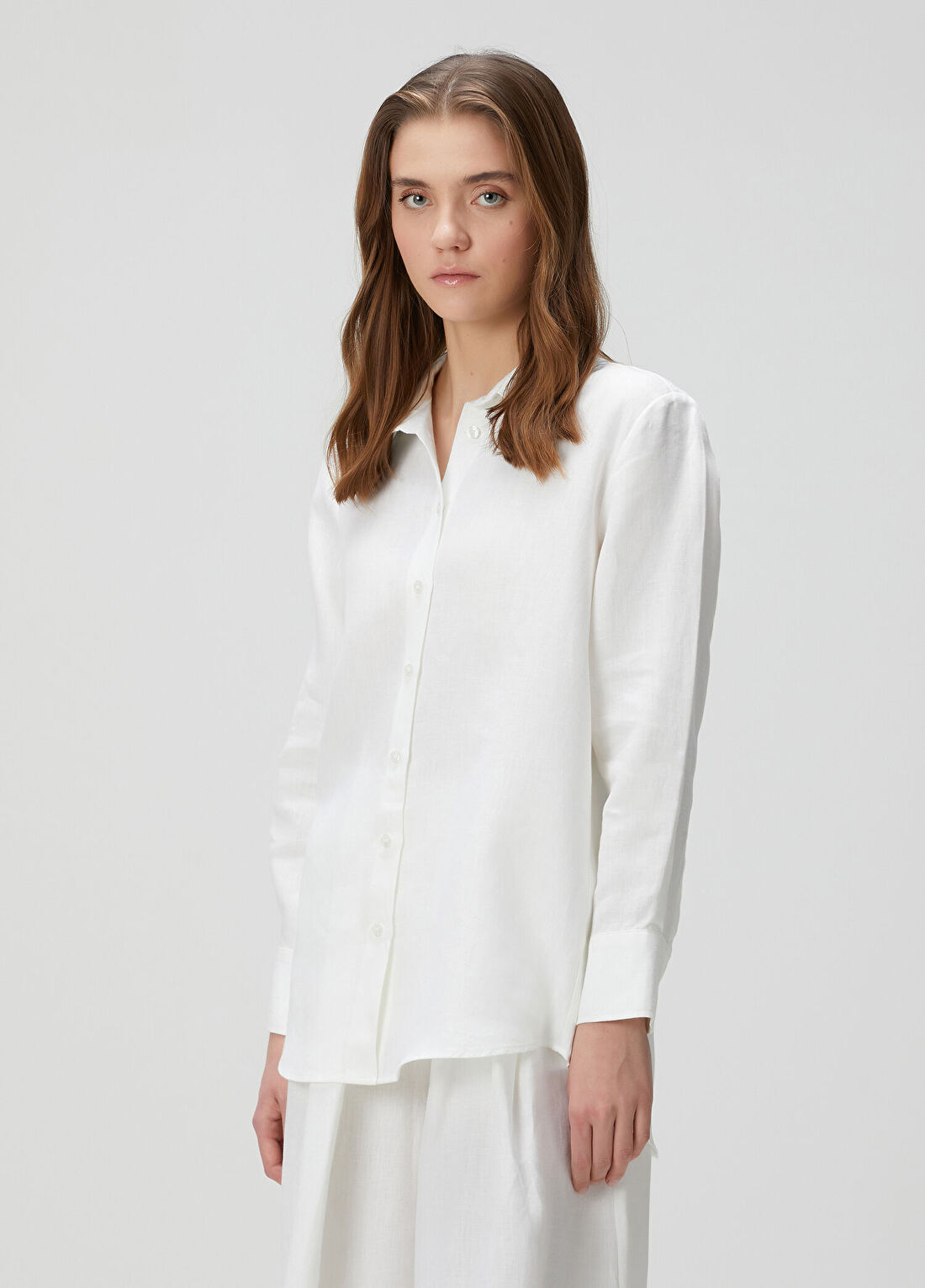 Beymen Collection Beyaz Keten Gömlek görsel 4