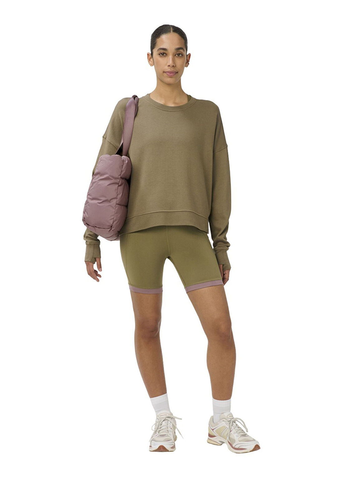 Sweaty Betty After Class Crop Kahverengi Kadın Spor Sweatshirt görsel 4