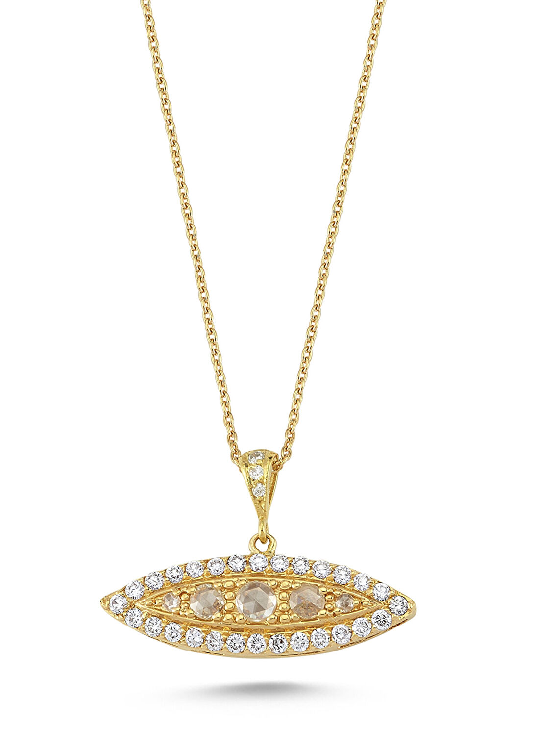 Aspendos Jewellery Markiz Göz 18 Ayar Altın Kadın Pırlanta Kolye