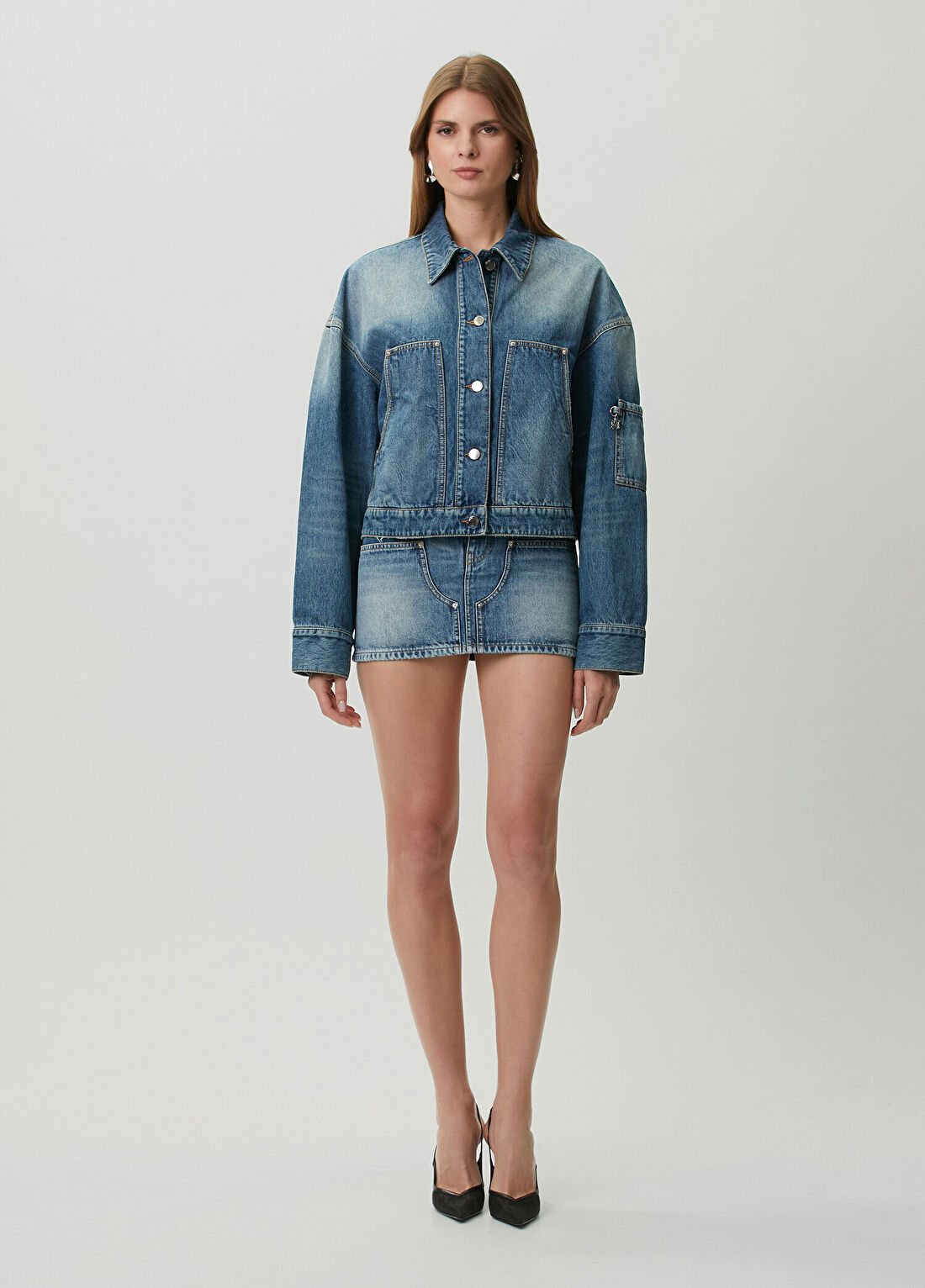 Amiri Mavi Mini Denim Etek