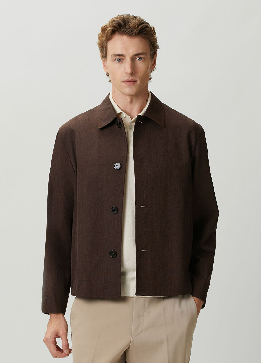 Theory Boxy Kahverengi Yün Twill Ceket